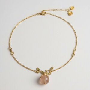 ✨ RARE Authentic Dior Trotter Rose Quartz Gold-Tone delicate Necklace – 16”~20”